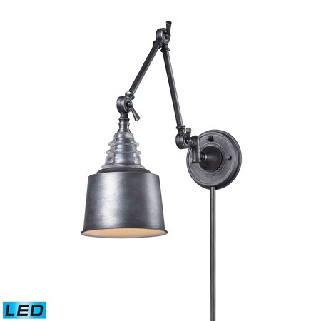 Elk Lighting Insulator Glass 1-Lght Swingarm Wall Lmp in Weathered Zinc 66825-1-LED